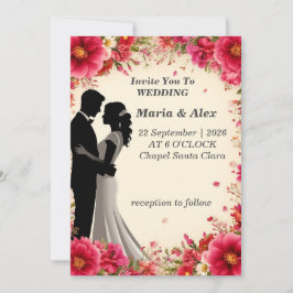 ✨ 結婚記念パーティーのためのフラワーモチーフ ウェディング インビテーション ✨