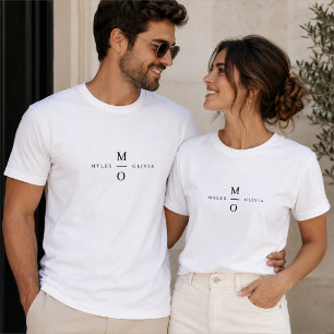 結婚記念モノグラムTシャツ オーダーメイドカップルシャツ Tシャツ
