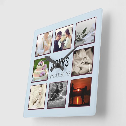 結婚記念写真インスタグラムカスタム スクエア壁時計 (傾斜)