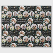 結婚記念写真コラージュエレガントティール（緑がかった色） ラッピングペーパー (フラット)