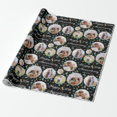 結婚記念写真コラージュエレガントティール（緑がかった色） ラッピングペーパー (アンロールド)