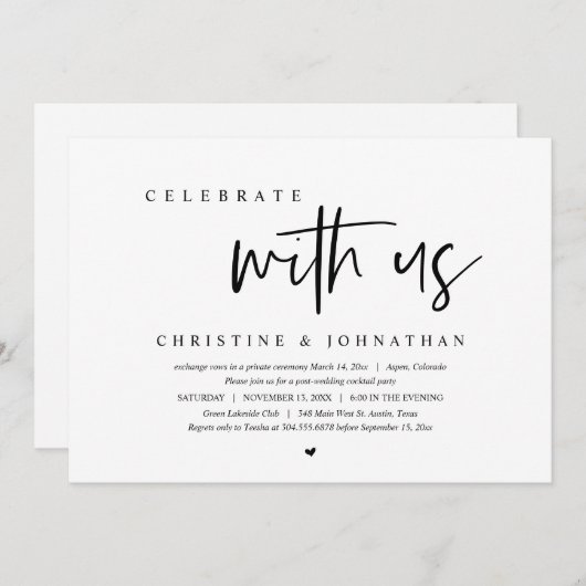 結婚記念日おめでとう、ご一緒にお祝いしましょう 招待状 (正面/裏面)