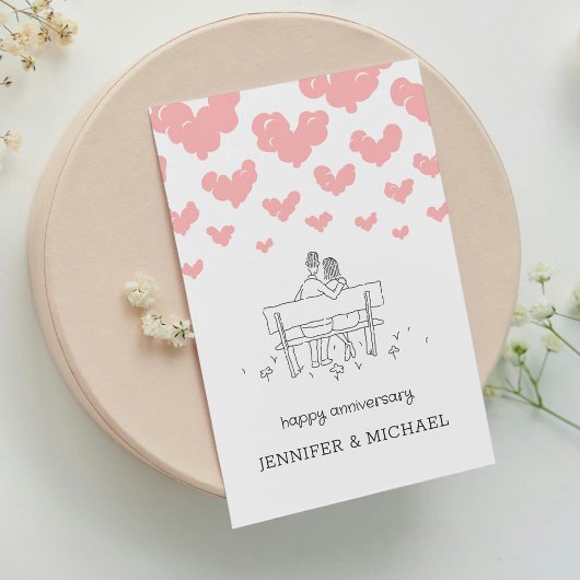 結婚記念日おめでとう ハートの夫婦 ポストカード