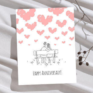 結婚記念日おめでとう ハートの夫婦 ポストカード