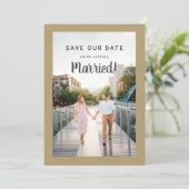 結婚記念日お知らせ2枚写真ゴールド オリジナル作成 セーブザデート (スタンド正面)