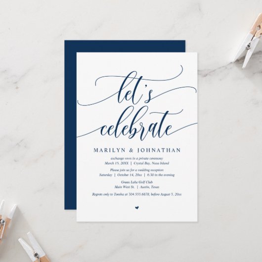 結婚記念日お祝い ウェディングエロープメントパーティー招待状 招待状 (正面/裏面インサイチュ)