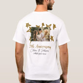 結婚記念日のお名前と年号と金の星の画像 Tシャツ (裏面)