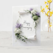 結婚記念日のためのライラックとアジサイの結婚式の巻物 カード (黄色い花)