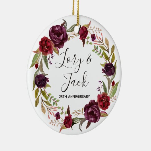 結婚記念日のための花のクリスマスのオーナメント セラミックオーナメント (右)