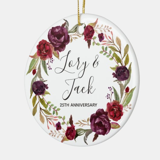 結婚記念日のための花のクリスマスのオーナメント セラミックオーナメント (左)