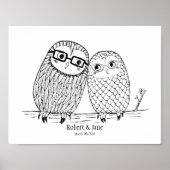 結婚記念日のカスタムギフトフクロウカップポスター ポスター (正面)