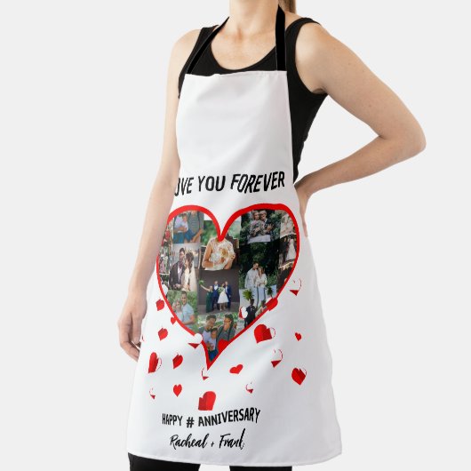 結婚記念日のカスタムハート写真コラージュ エプロン (インサイチュ)