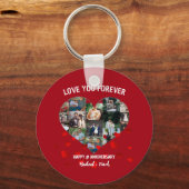 結婚記念日のカスタムハート写真コラージュ キーホルダー (正面)