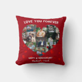 結婚記念日のカスタムハート写真コラージュ クッション (正面)