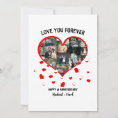 結婚記念日のカスタムハート写真コラージュ シーズンカード (正面)