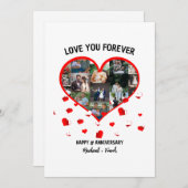 結婚記念日のカスタムハート写真コラージュ シーズンカード (正面/裏面)