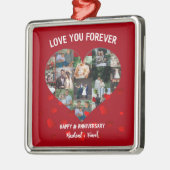 結婚記念日のカスタムハート写真コラージュ メタルオーナメント (左)