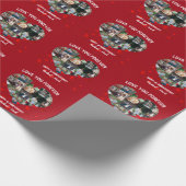 結婚記念日のカスタムハート写真コラージュ ラッピングペーパー (角)