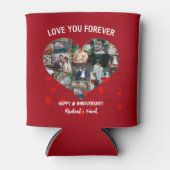 結婚記念日のカスタムハート写真コラージュ 缶クーラー (正面)