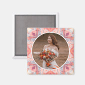 結婚記念日のカスタムピンクのスター写真ギフト マグネット (正面/裏面)