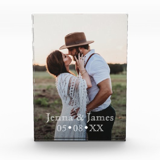 結婚記念日のカスタムメイドユニーク フォトブロック (正面)