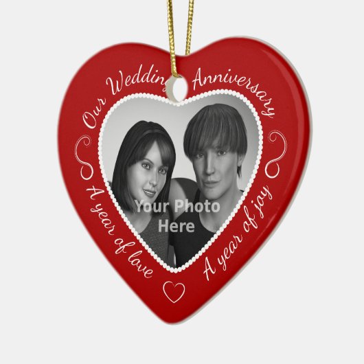 結婚記念日のカスタム写真 セラミックオーナメント (左)