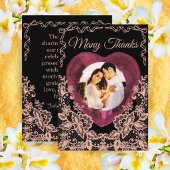 結婚記念日のカップル写真レースハート サンキューカード