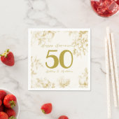 結婚記念日のゴールドのビンテージカスタムスクリプト スタンダードカクテルナプキン (インサイチュ)