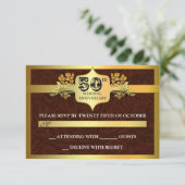 結婚記念日のゴールドRSVPカード 出欠カード (スタンド正面)