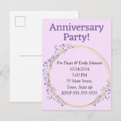 結婚記念日のパーティー招待状 インビテーションポストカード (正面/裏面)
