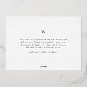 結婚記念日のフォトストーリー エレガントなモノグラム 箔シーズンカード (裏面)