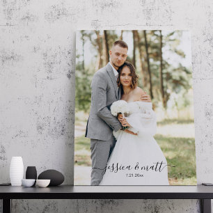 結婚記念日のプレゼントに最適な結婚式の写真入りスクリプト キャンバスプリント