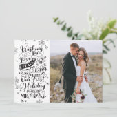 結婚記念日のホリデー手描き | モノクロ | フォト シーズンカード (スタンド正面)