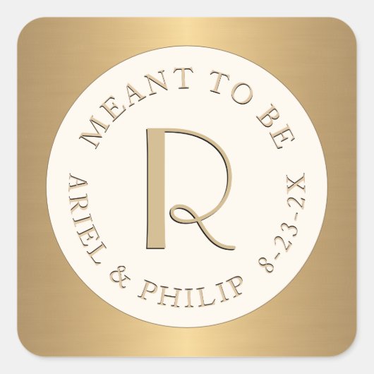 結婚記念日のミニモノグラムラベル スクエアシール (正面)