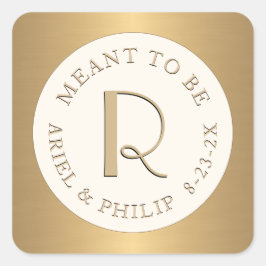 結婚記念日のミニモノグラムラベル スクエアシール