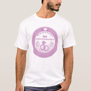 結婚記念日のレース調の年数変更 Tシャツ