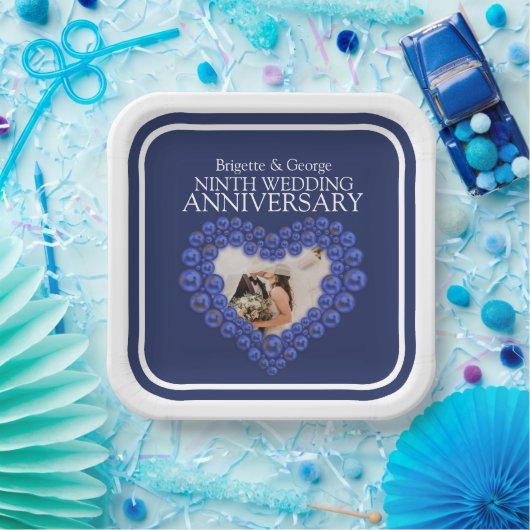 結婚記念日の写真ハート ペーパープレート (パーティー)