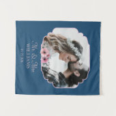 結婚記念日の写真ポートレート, 結婚したばかりの記念  タペストリー (正面(横))