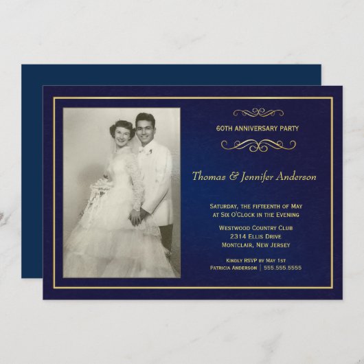 結婚記念日の写真招待状 - 60周年、50周年 招待状 (正面/裏面)