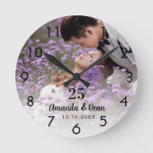 結婚記念日の写真 ラウンド壁時計 (正面)