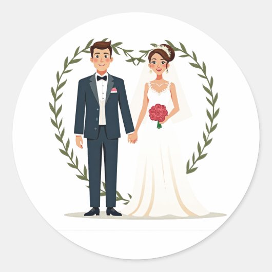 結婚記念日の喜び ラウンドシール (正面)