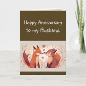 結婚記念日の夫パートナーおもしろいキツネ動物 カード (正面)