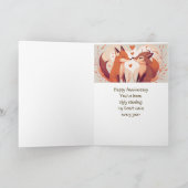 結婚記念日の夫パートナーおもしろいキツネ動物 カード (内部)