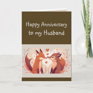 結婚記念日の夫パートナーおもしろいキツネ動物 カード