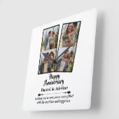 結婚記念日の愛の4枚の写真のコラージュ カップル スクエア壁時計 (傾斜)