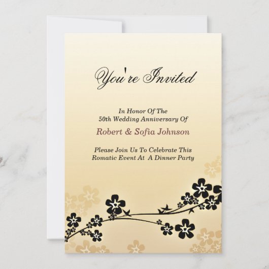 結婚記念日の招待状 エレガントでクラシック 招待状 (正面)