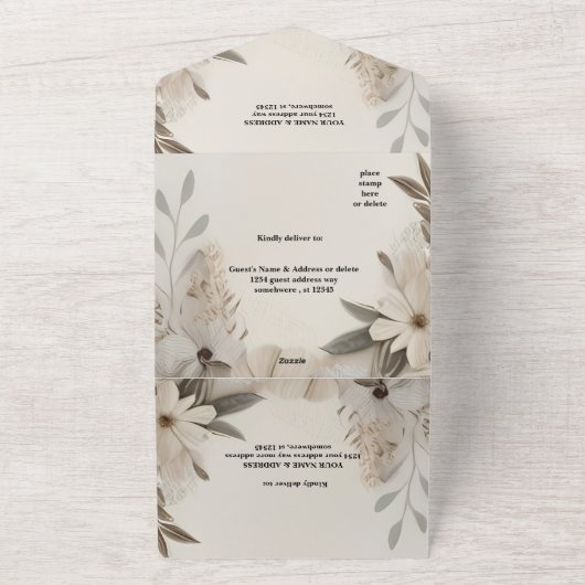 結婚記念日の招待状 | オーダーメイドのカード オールインワン招待状 (外側)