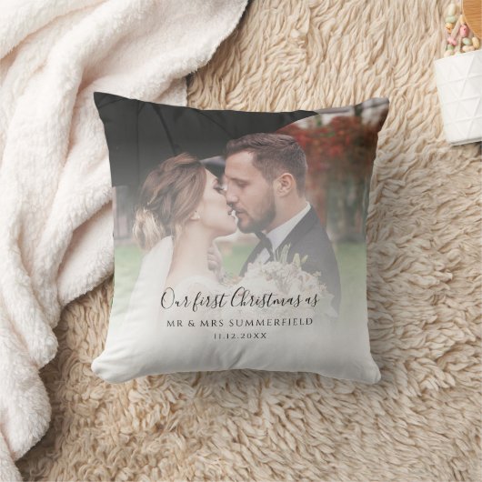 結婚記念日の最初のクリスマス ウェディングフォト オーダーメイド クッション (ブランケット)