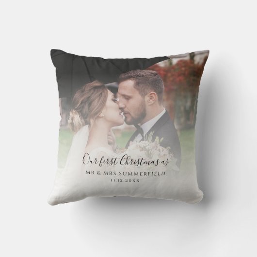 結婚記念日の最初のクリスマス ウェディングフォト オーダーメイド クッション (裏面)