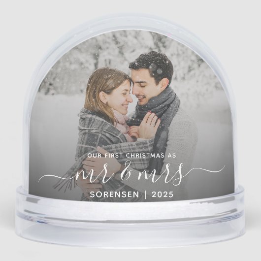 結婚記念日の最初のクリスマス ホワイトスクリプト写真 (正面)